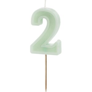 Birthday candle Number 2, green, 6 cm