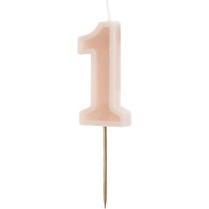 Birthday candle Number 1, dusty rose, 6 cm