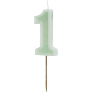 Birthday candle Number 1, green, 6 cm