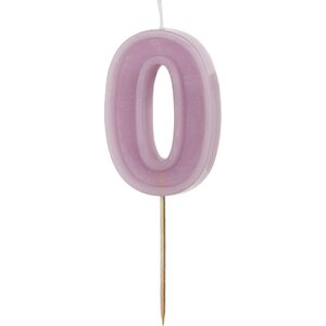 Birthday candle Number 0, violet, 6 cm