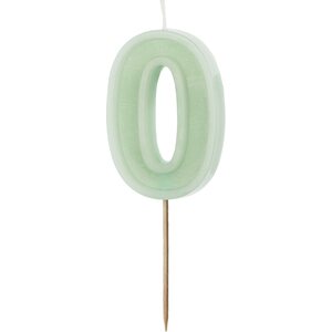 Birthday candle Number 0, green, 6 cm