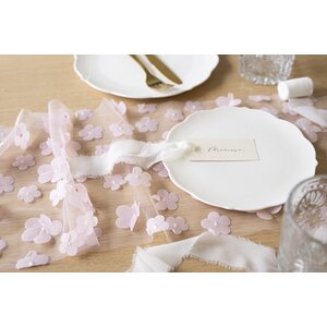 Table runner Flowers, light pink, 26 x 500 cm