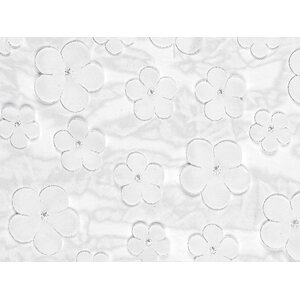 Table runner Flowers, white, 26 x 500 cm