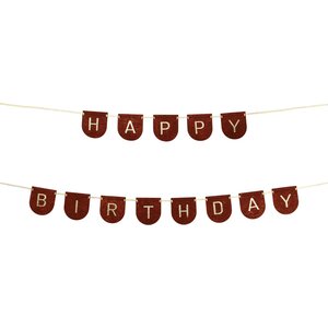 Felt Banner, Happy Birthday, brown, 3m