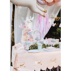 Paper tablecloth Bows, pink, 180 x 120 cm