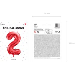 Numerofoliopallo 2 punainen 86 cm
