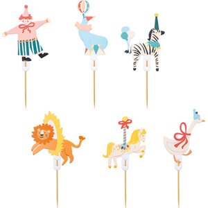 Circus Cupcake Toppers, 9-11.5 cm, mix 1pkt/6pc.