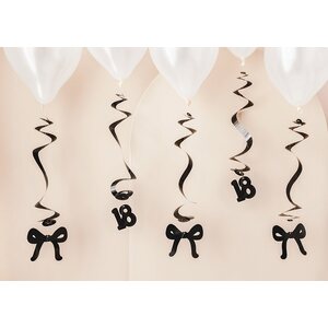 Birthday swirls for the 50th birthday with bows, black, 50 cm 1pkt/5pc.