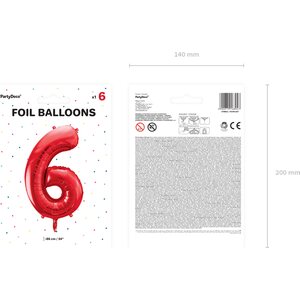 Numerofoliopallo 6 punainen 86 cm