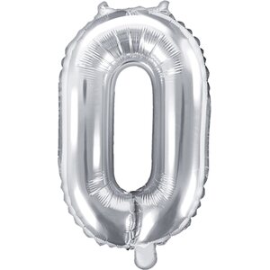 Foil Balloon Number ''0'', 35cm, silver