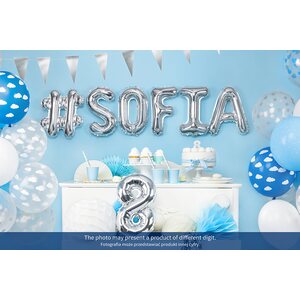 Foil Balloon Number 9, 35cm, silver