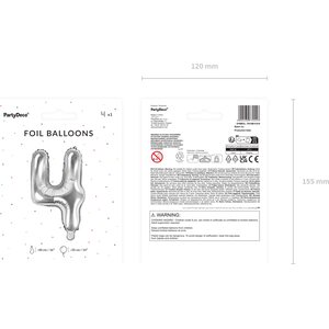 Foil Balloon Number 4, 35cm, silver