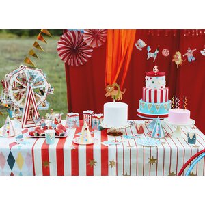 Paper Tablecloth Thin Stripes and Stars, mix, 180 x 120 cm