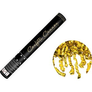 Confetti cannon with streamers, gold, 40cm