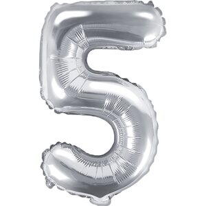 Foil Balloon Number ''5'', 35cm, silver