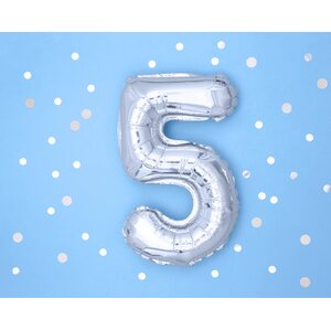 Foil Balloon Number ''5'', 35cm, silver