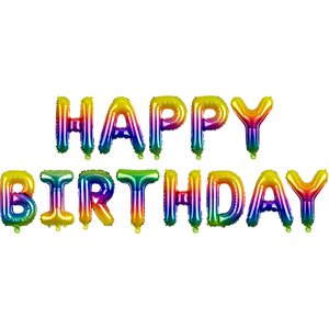 Foil Balloon Happy Birthday, 340x35cm, rainbow