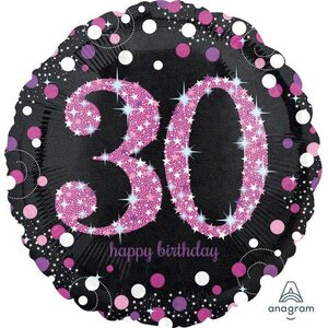 Happy Birthday 30 pinkki, tavallinen foliopallo