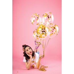 Confetti balloons - circles, 30cm, gold: 1pkt/6pc.