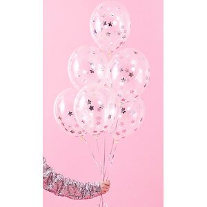 Confetti balloons - stars, 30 cm, silver: 1pkt/6pc.