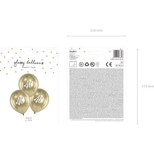 Glossy Balloons 30cm, 40, gold: 1pkt/6pc.