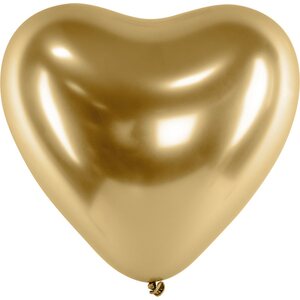 Glossy Balloons 30cm, Hearts, gold