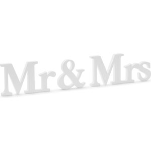 Puiset kirjaimet Mr & Mrs valkoinen 50 x 9,5 cm