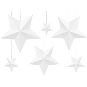 Pahvikoriste tähti, valkoinen, 12-37 cm, 6 kpl/pkt