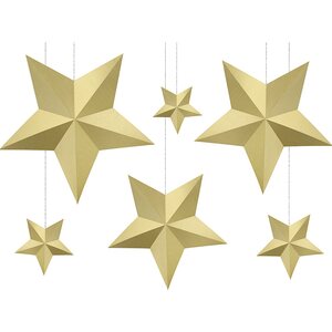 Pahvikoriste tähti, kulta, 12-37 cm, 6 kpl/pkt