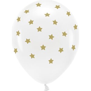 Eco-ilmapallo 33 cm pastellivalkoinen kultaiset tähdet 6 kpl/pkt