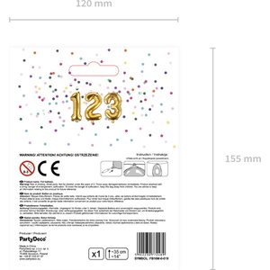 Foil Balloon Number 0, 35cm, gold