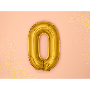 Foil Balloon Number 0, 35cm, gold