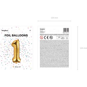 Foil Balloon Number 1, 35cm, gold