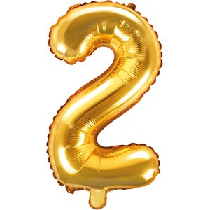 Foil Balloon Number ''2'', 35cm, gold