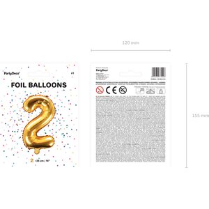 Foil Balloon Number 2, 35cm, gold