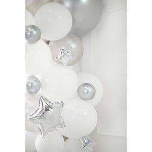 Puhallettava tähtifoliopallo 12 cm hopea 25 kpl/pkt