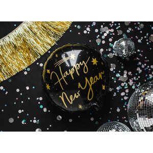 Happy New Year tavallinen foliopallo 45 cm musta