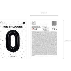 Foil Balloon Number ''0'', 86cm, black