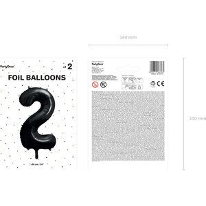 Foil Balloon Number ''2'', 86cm, black