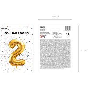 Foil Balloon Number ''2'', 86cm, gold