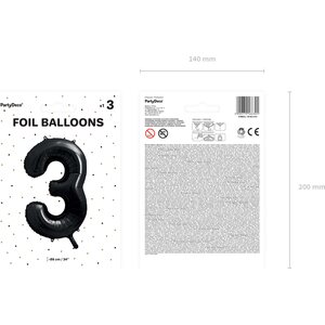 Foil Balloon Number ''3'', 86cm, black