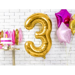 Foil Balloon Number ''3'', 86cm, gold
