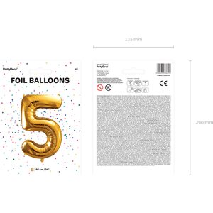 Foil Balloon Number ''5'', 86cm, gold