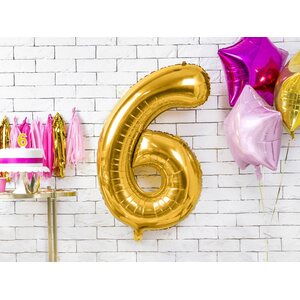 Foil Balloon Number ''6'', 86cm, gold