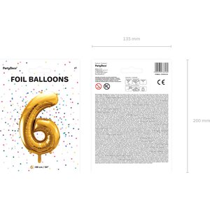 Foil Balloon Number ''6'', 86cm, gold