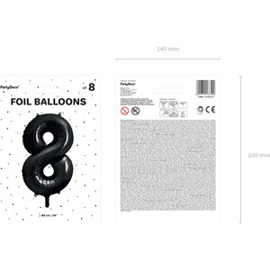 Foil Balloon Number ''8'', 86cm, black