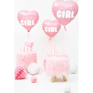 Foil Balloon Heart - It's a girl, 45cm, light pink