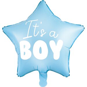 Tähtifoliopallo It's a boy, 48 cm, vaaleansininen