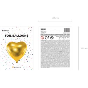Foliopallo sydän 61 cm kulta
