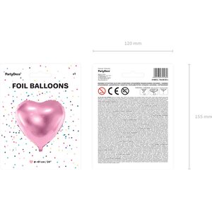 Foliopallo sydän 61 cm vaaleanpunainen
